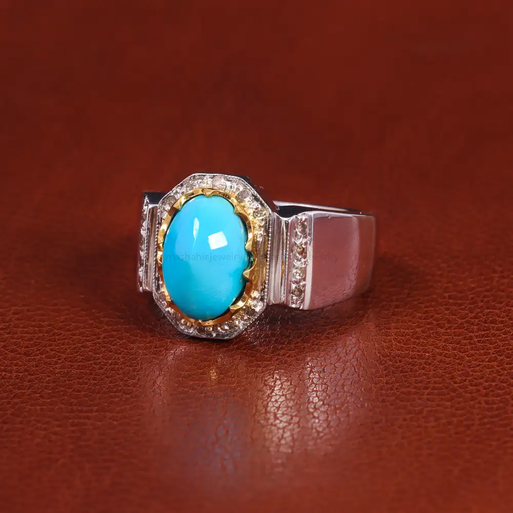 انگشتر فيروزه عجمی مردانه کد 20987