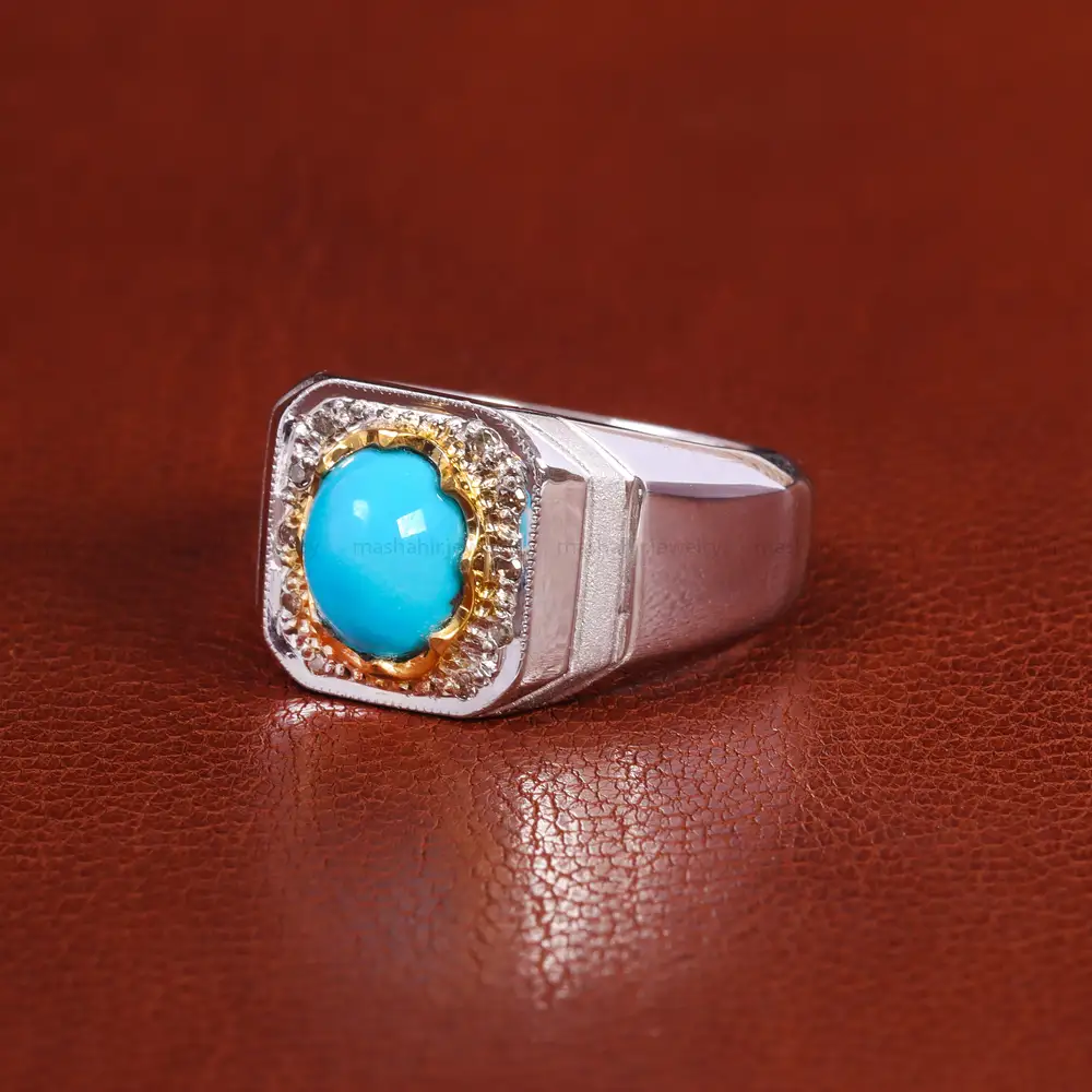 انگشتر فيروزه عجمی مردانه کد 20988