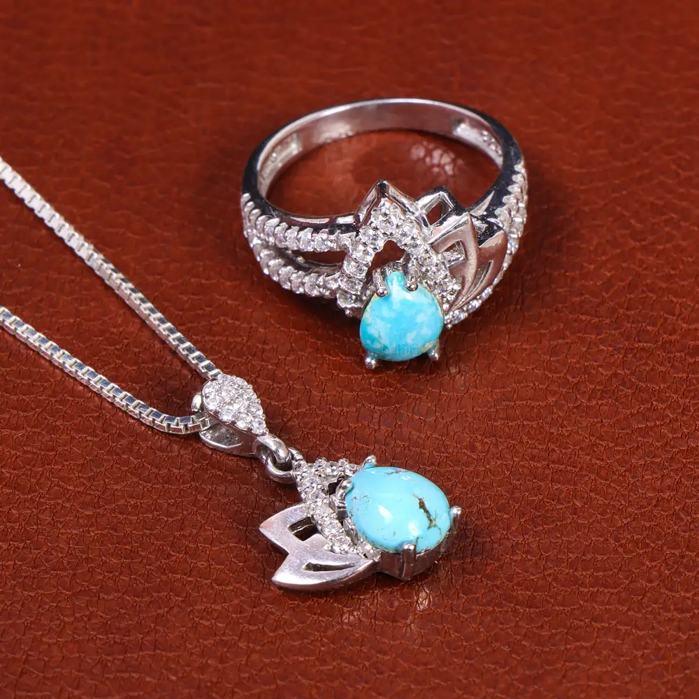 نیم ست فیروزه زنانه کد 21039