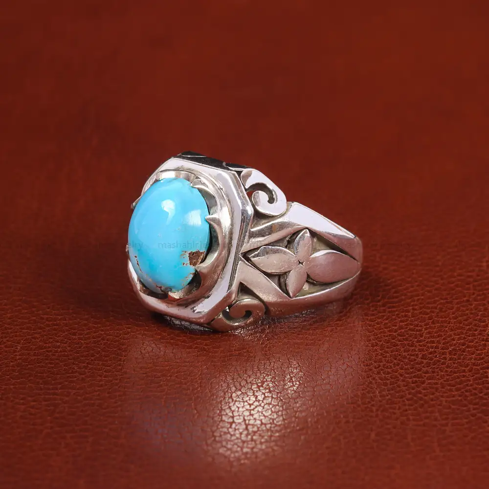 انگشتر فيروزه عجمی مردانه کد 21106