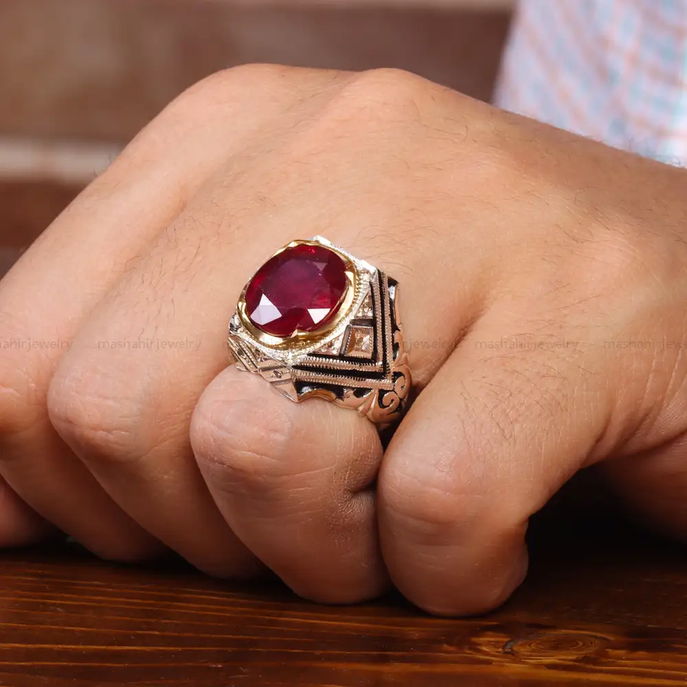 انگشتر یاقوت سرخ مردانه کد 20690