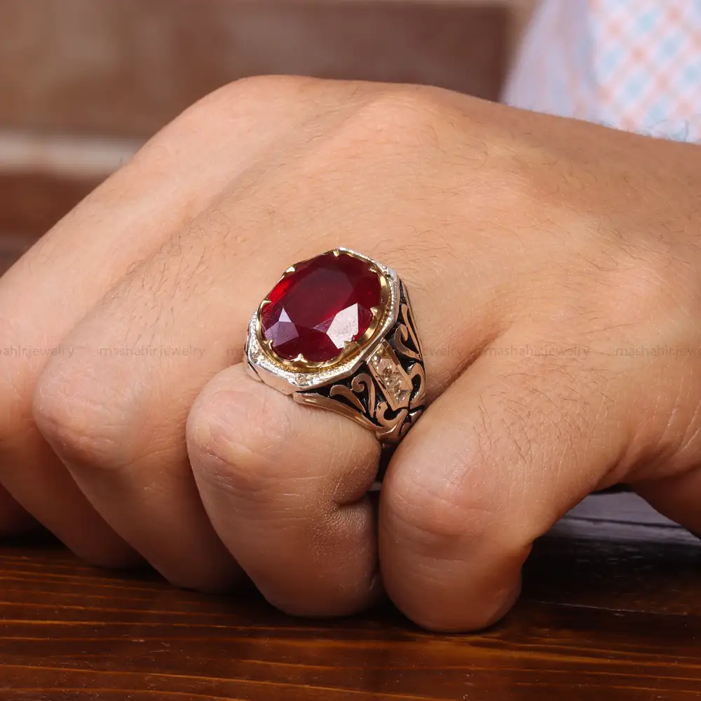 انگشتر یاقوت سرخ مردانه کد 20691