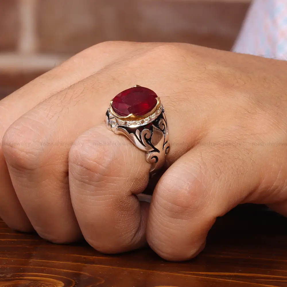 انگشتر یاقوت سرخ مردانه کد 20694