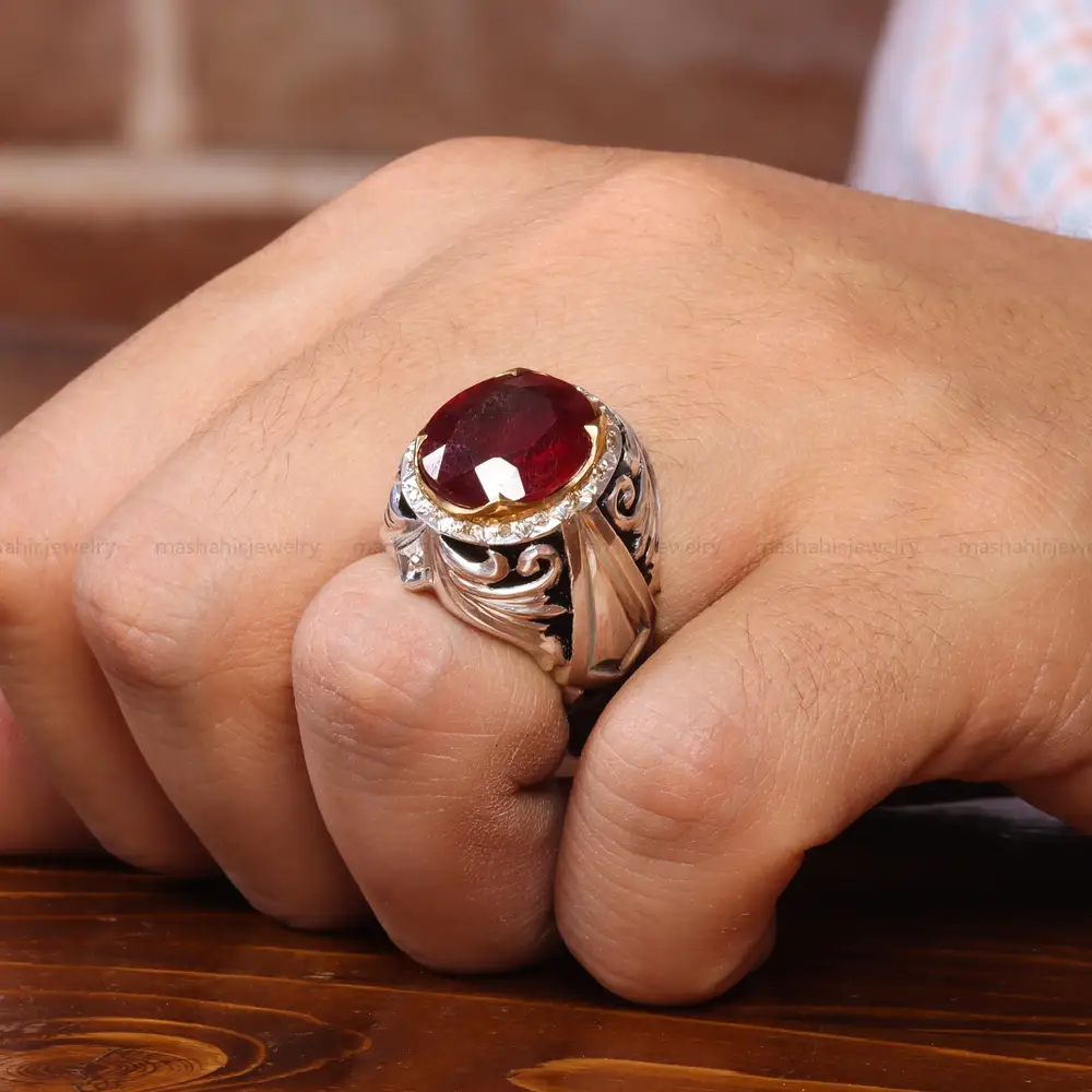 انگشتر یاقوت سرخ مردانه کد 20696
