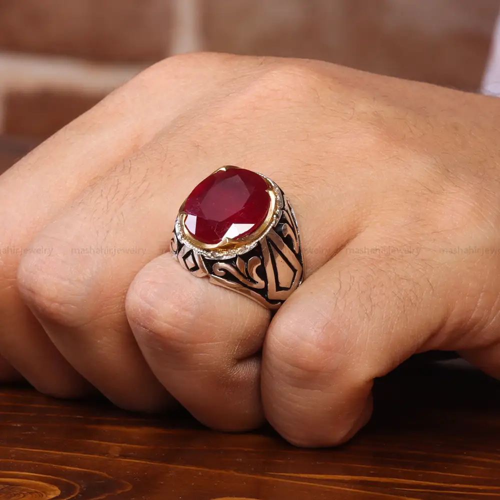 انگشتر یاقوت سرخ مردانه کد 20700