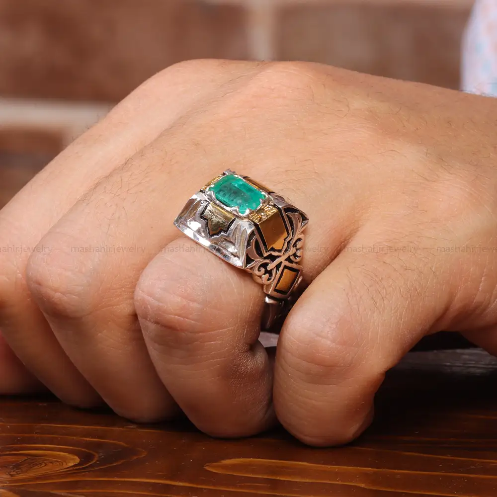 انگشتر زمرد مردانه کد 20713