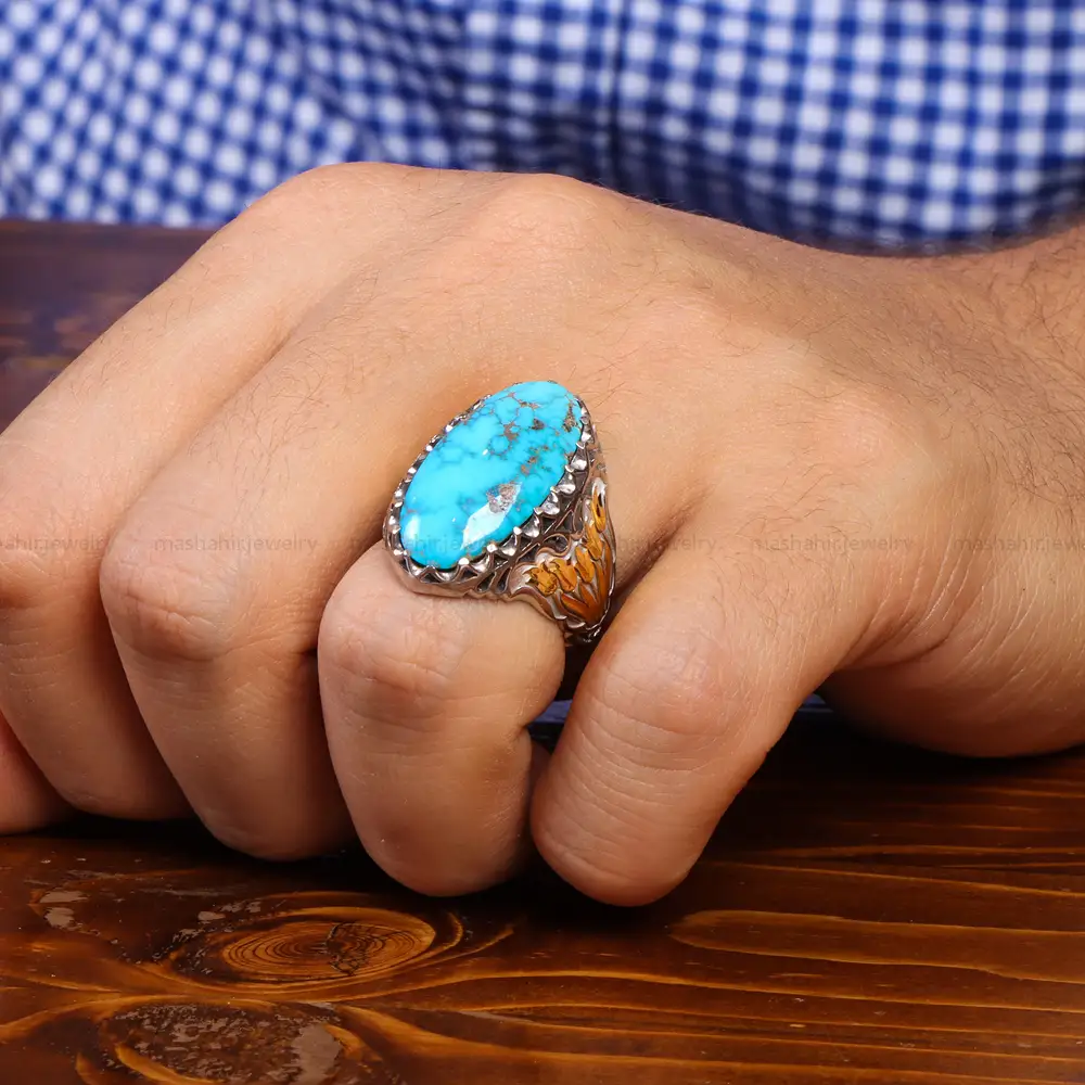 انگشتر فیروزه شجری مردانه کد 20810