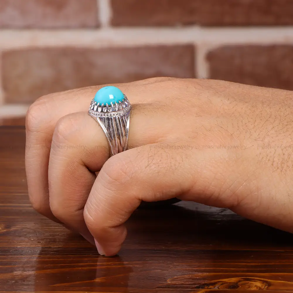 انگشتر فيروزه عجمی مردانه کد 20829