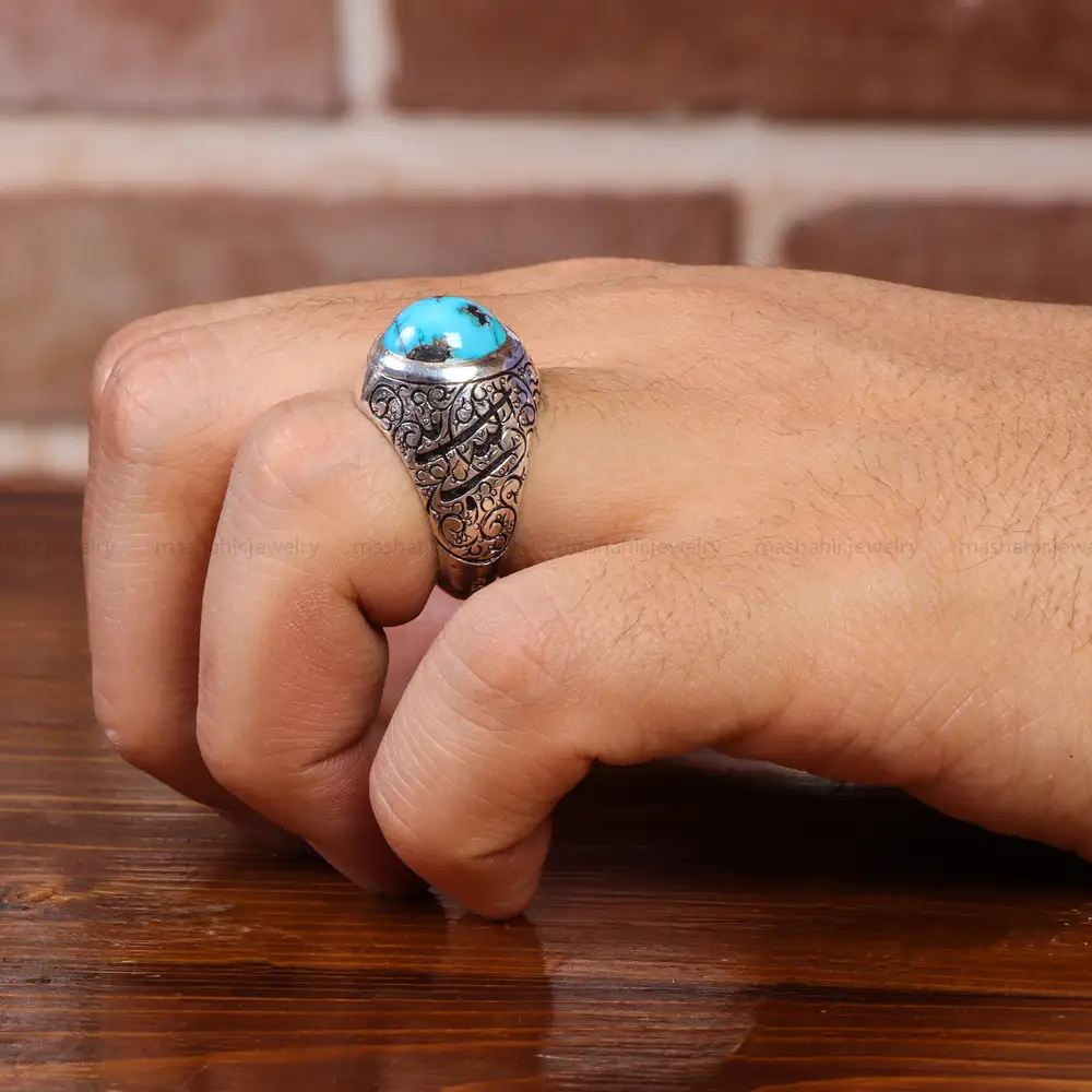 انگشتر فیروزه شجری مردانه کد 20841
