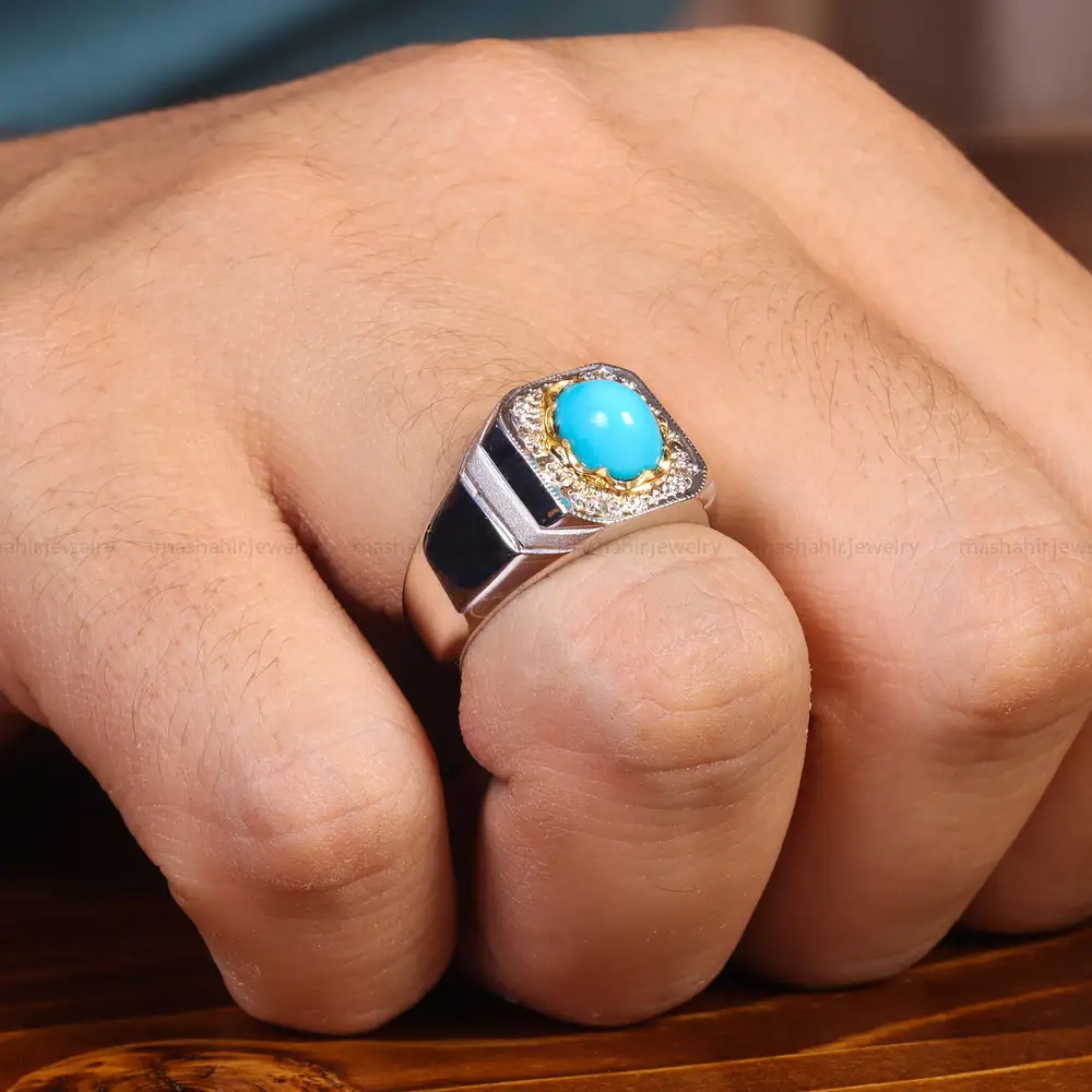 انگشتر فيروزه عجمی مردانه کد 20988