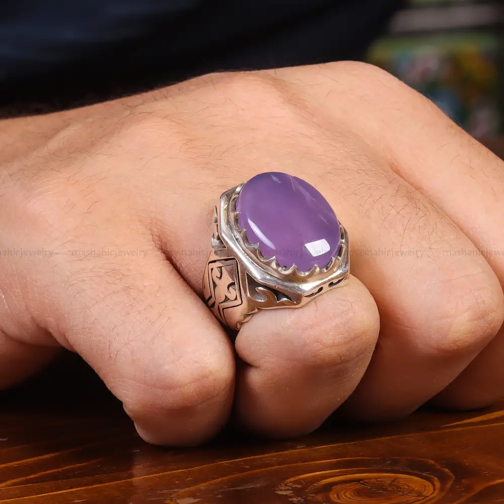 انگشتر عقیق سوسنی مردانه کد 21122