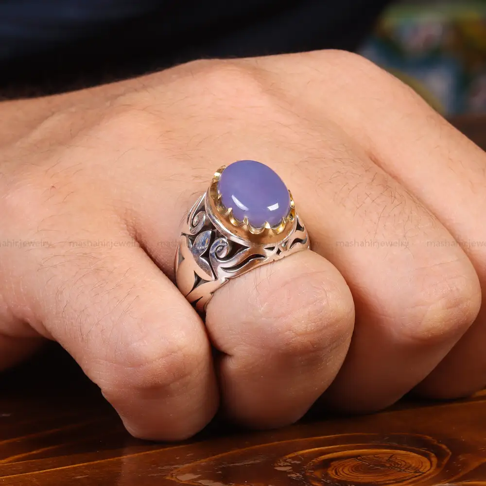 انگشتر عقیق سوسنی مردانه کد 21123