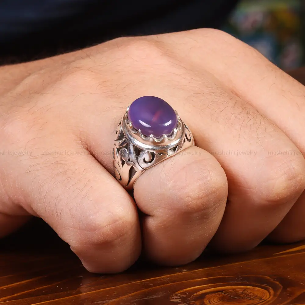 انگشتر عقیق سوسنی مردانه کد 21124