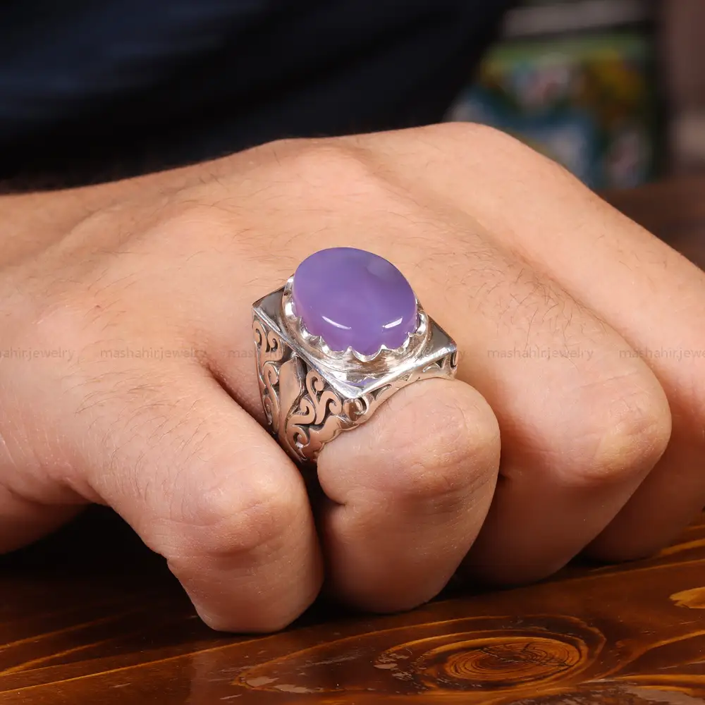 انگشتر عقیق سوسنی مردانه کد 21125