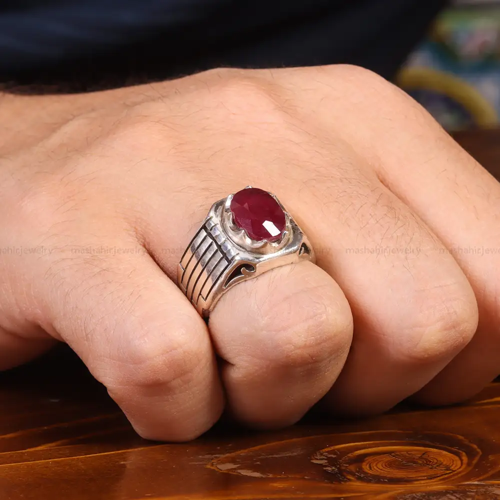 انگشتر یاقوت سرخ مردانه کد 21133