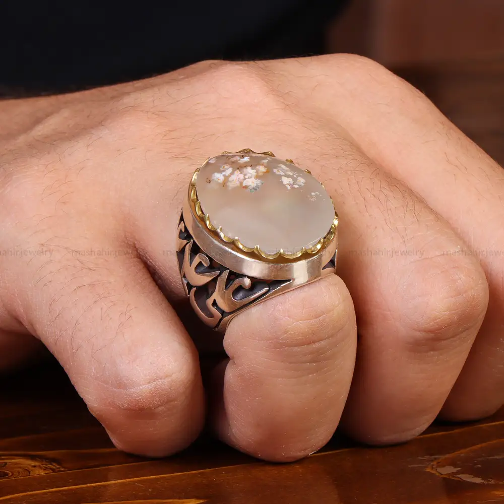 انگشتر عقیق شجر مردانه کد 21035