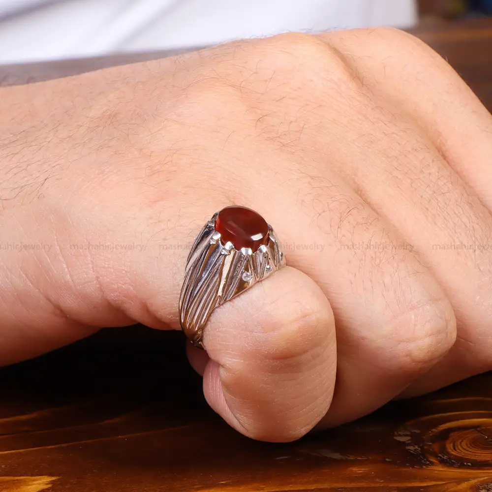 انگشتر عقیق یمن مردانه کد 21195