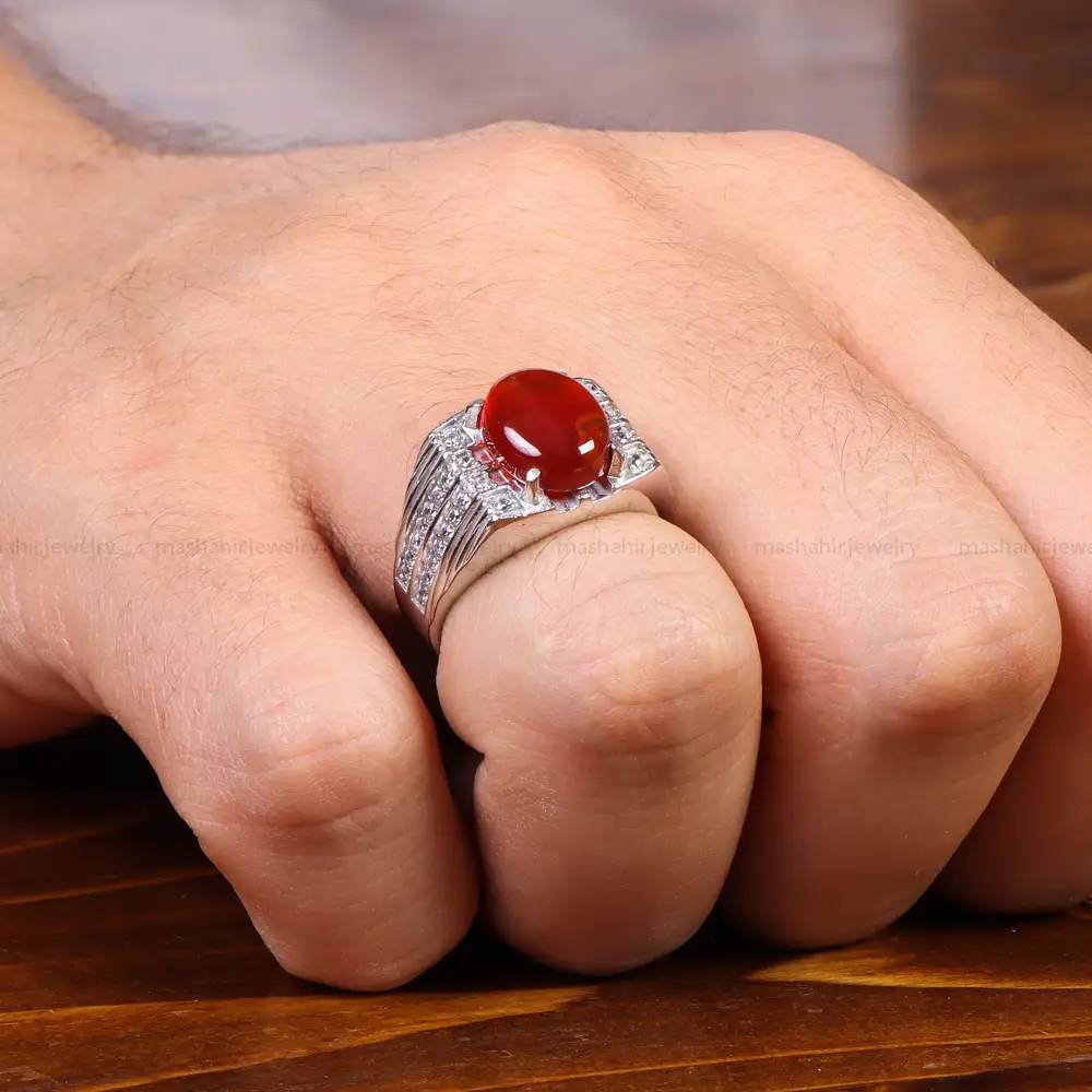 انگشتر عقیق یمن مردانه کد 21199