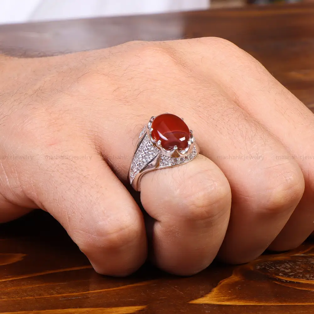 انگشتر عقیق یمن مردانه کد 21200