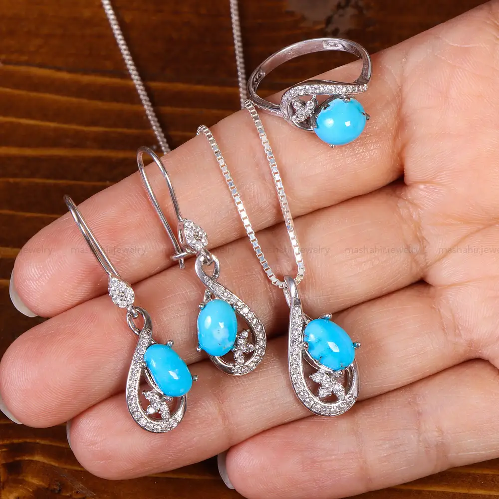 نیم ست فیروزه زنانه کد 21209