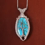 گردنبند فیروزه دست بافت زنانه کد 21240