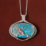 گردنبند فیروزه دست بافت زنانه کد 21244