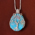 گردنبند فیروزه دست بافت زنانه کد 21247