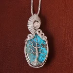 گردنبند فیروزه دست بافت زنانه کد 21250