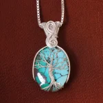 گردنبند فیروزه دست بافت زنانه کد 21255