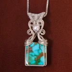 گردنبند فیروزه دست بافت زنانه کد 21256