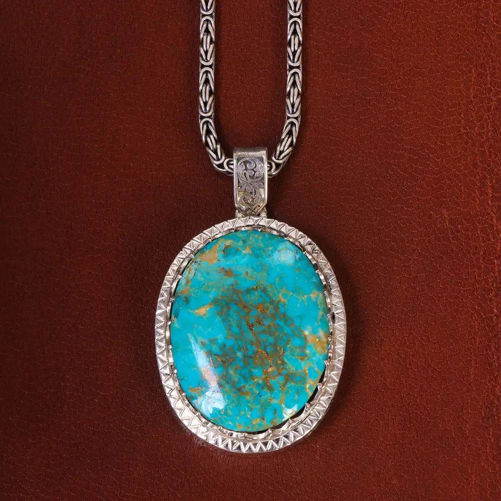 گردنبند فیروزه مردانه کد 21226