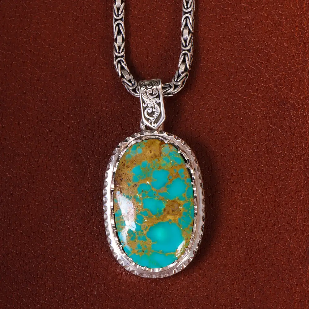 گردنبند فیروزه مردانه کد 21274