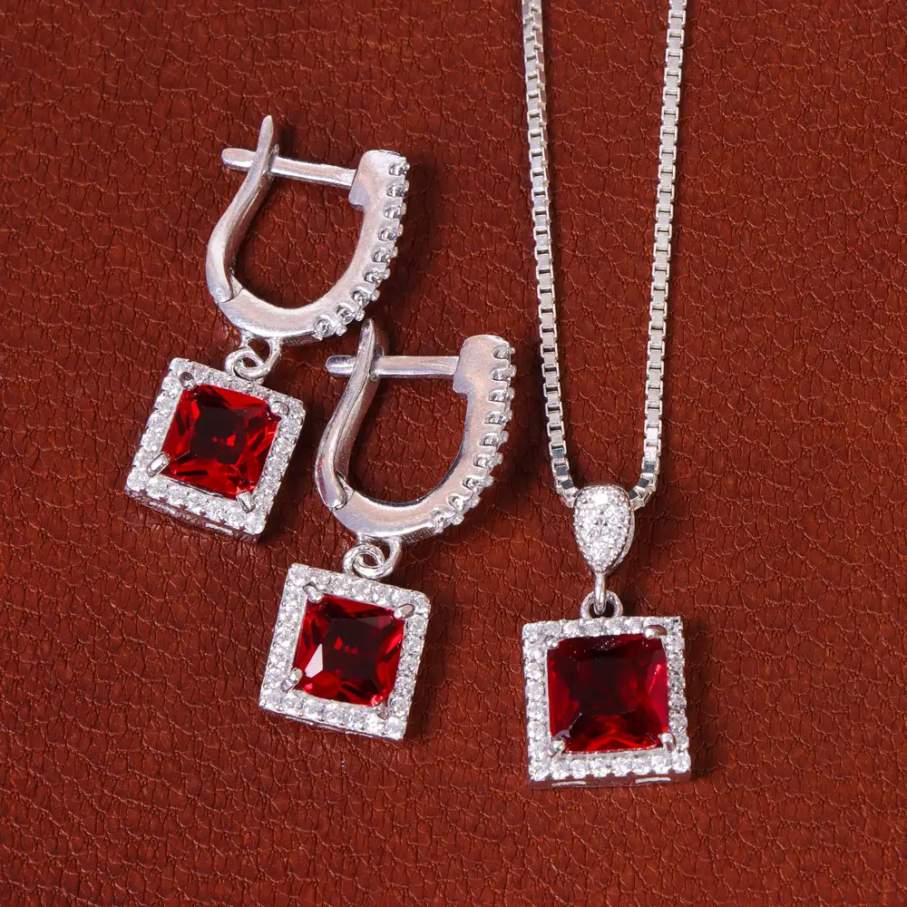 نیم ست سنتاتیک یاقوت سرخ زنانه کد 21295