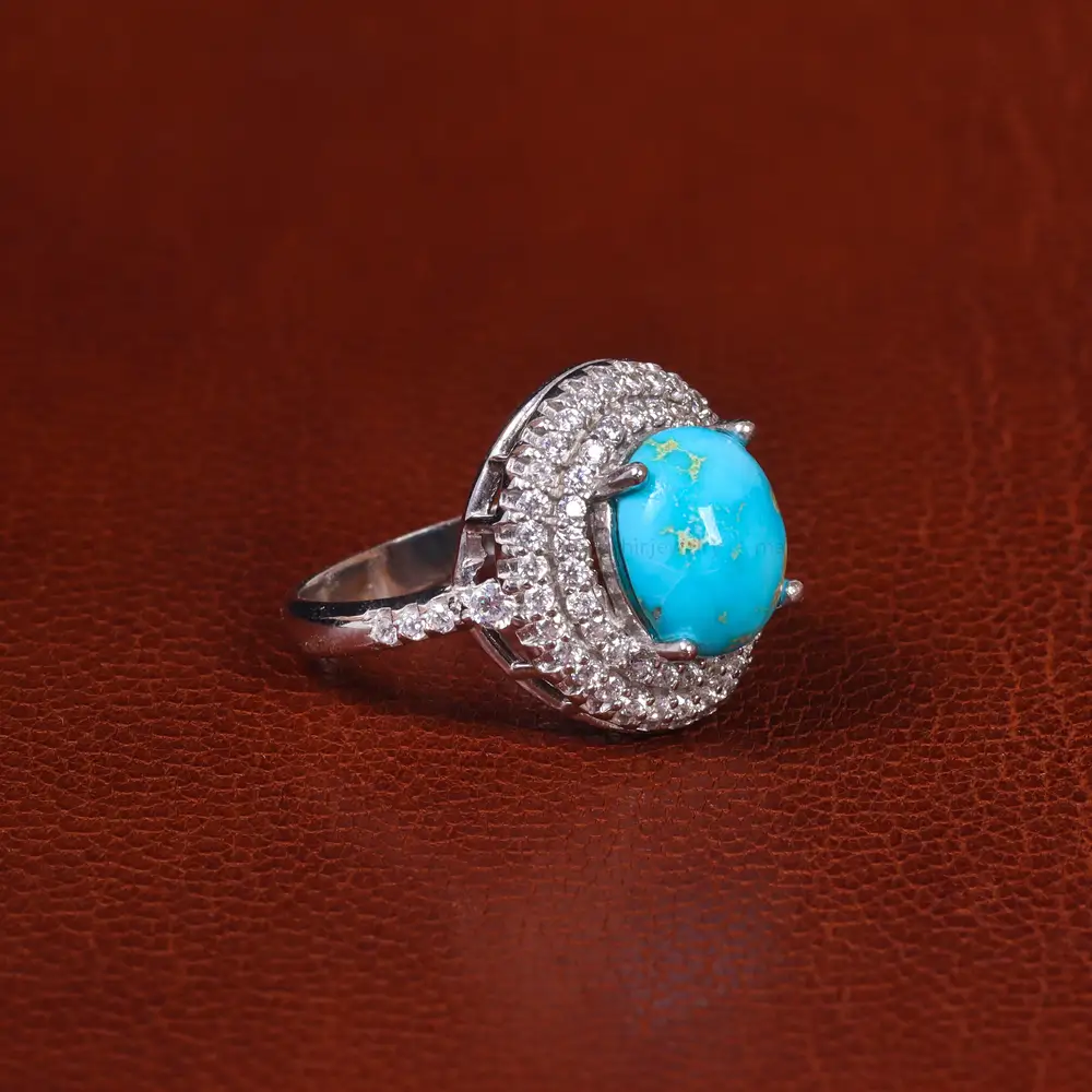 انگشتر فیروزه عجمی زنانه کد 21441