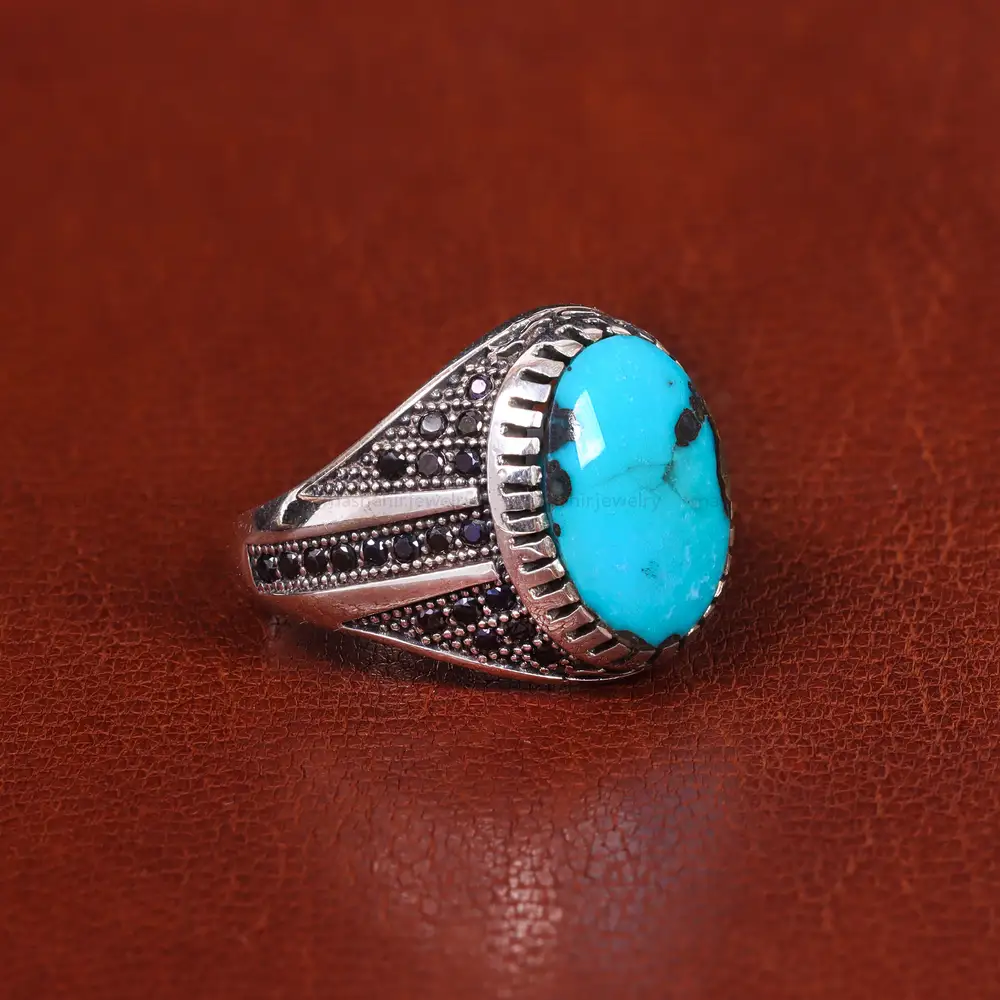 انگشتر فیروزه شجری مردانه کد 21526