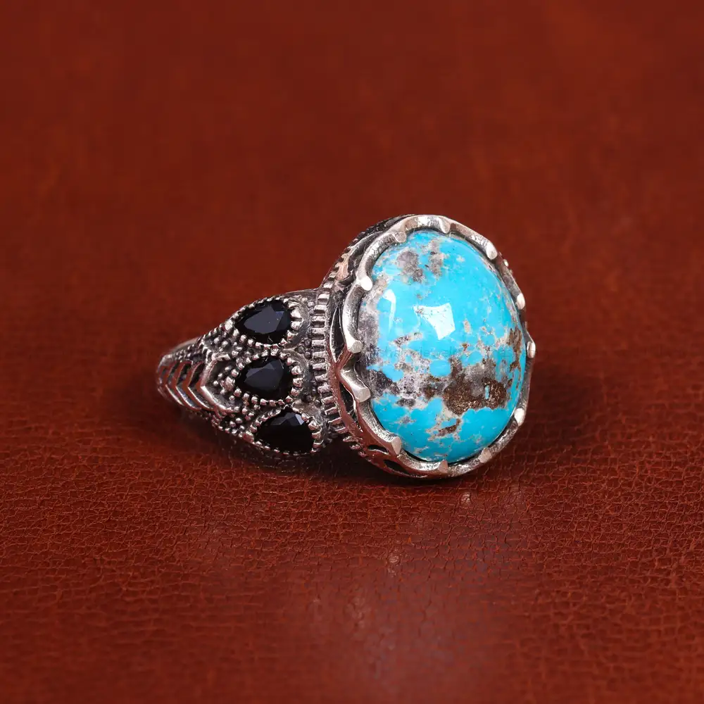 انگشتر فیروزه شجری مردانه کد 21562
