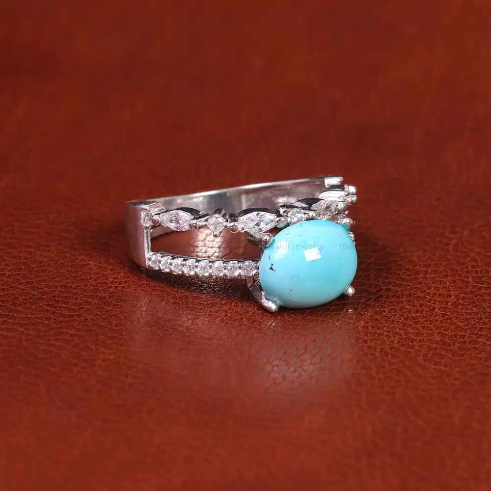 انگشتر فیروزه عجمی زنانه کد 21573