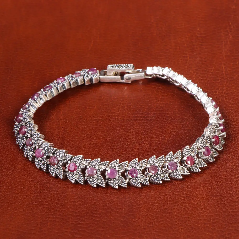 دستبند یاقوت سرخ زنانه کد 21633