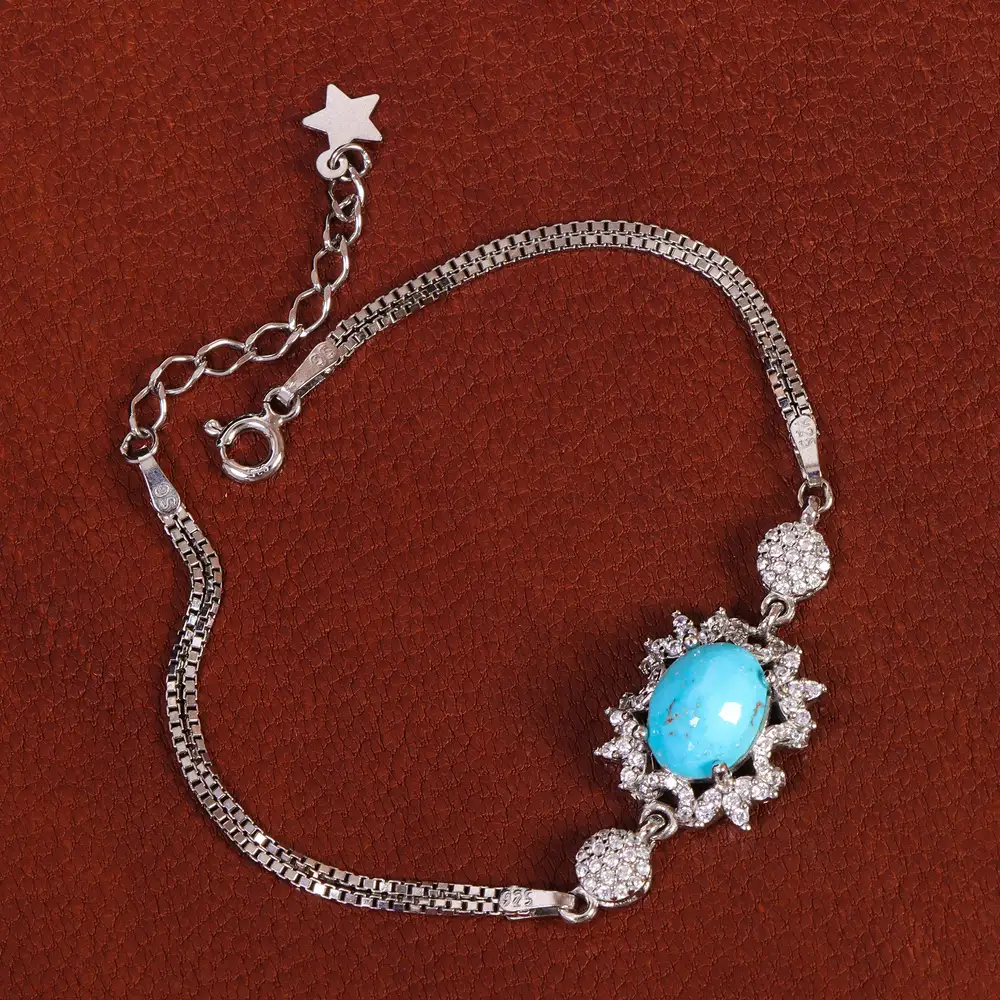 دستبند فیروزه زنانه کد 21646