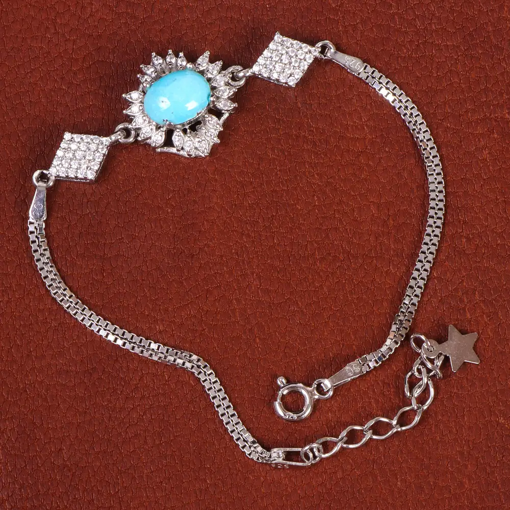 دستبند فیروزه زنانه کد 21758