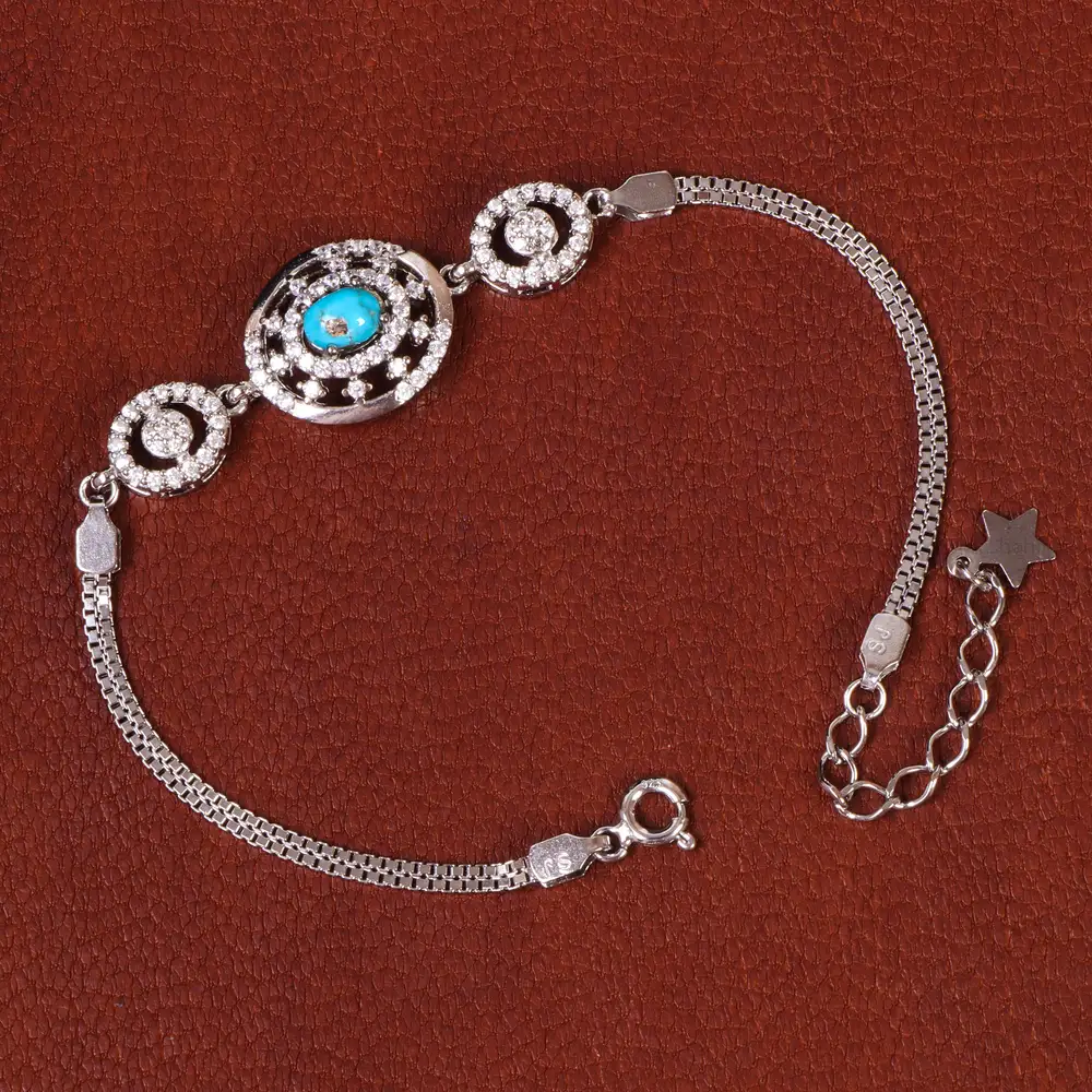 دستبند فیروزه زنانه کد 21763