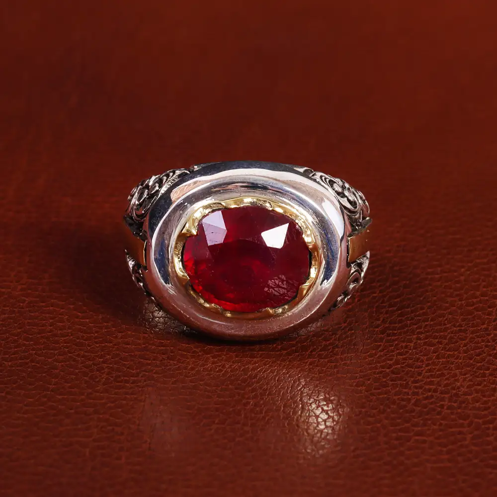 انگشتر یاقوت سرخ مردانه کد 21225