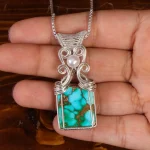 گردنبند فیروزه دست بافت زنانه کد 21256