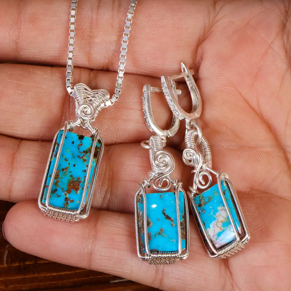 نیم ست فیروزه زنانه کد 21260