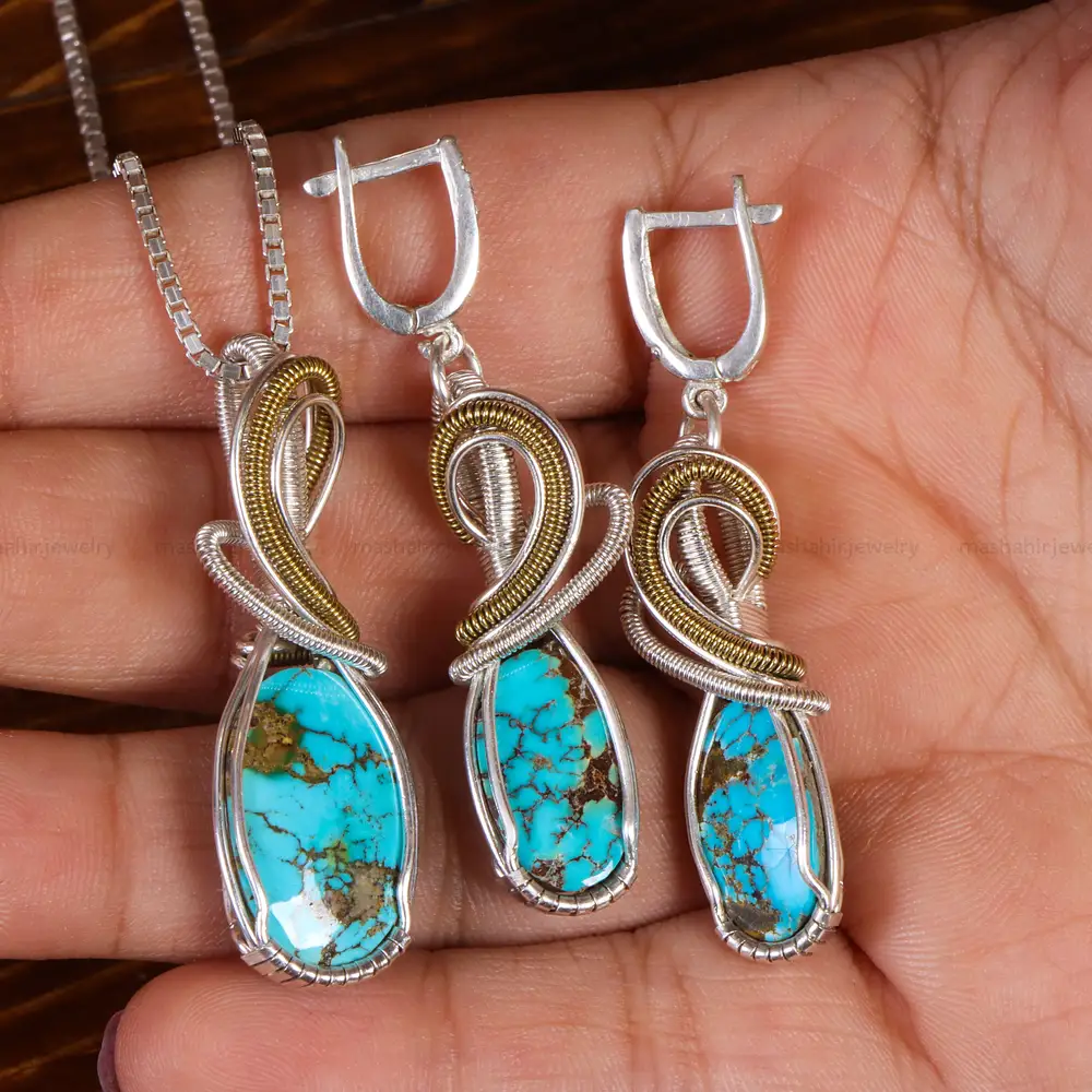 نیم ست فیروزه زنانه کد 21263