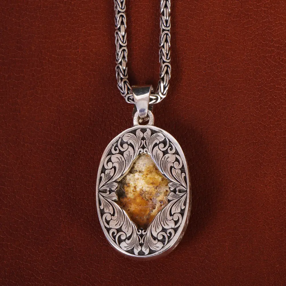 گردنبند فیروزه مردانه کد 21269