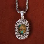 گردنبند فیروزه مردانه کد 21273