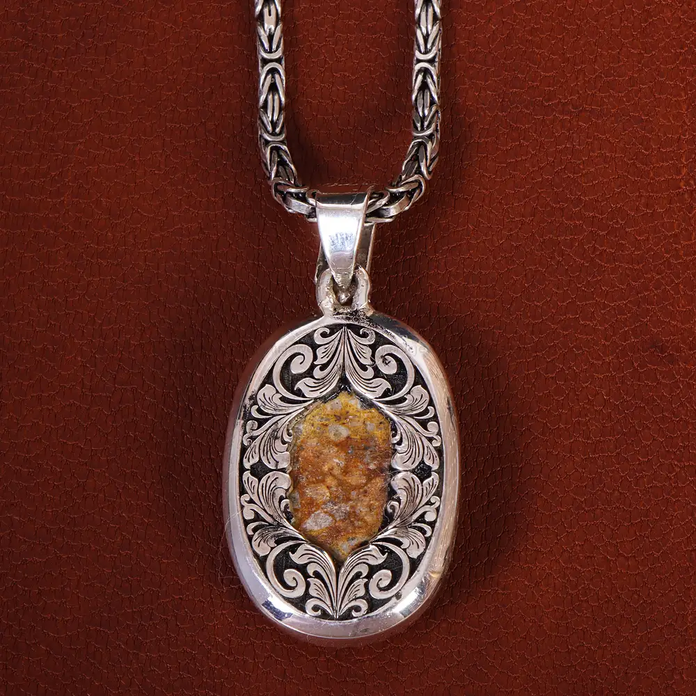 گردنبند فیروزه مردانه کد 21274