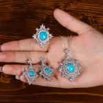 نیم ست فیروزه زنانه کد 21285