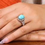 انگشتر فیروزه عجمی زنانه کد 21473